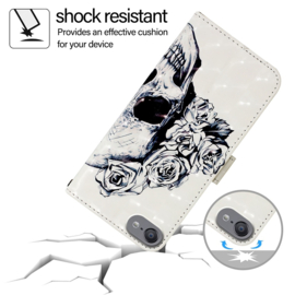 Bescherm-Etui Mapje Hoes voor iPod Touch   -  Wit  -  Skull