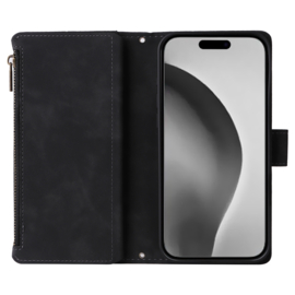 Portemonnee - Etui  Tas voor iPhone 16 Pro Max  - Met Schouder - Draagkoord -  Zwart - A3296