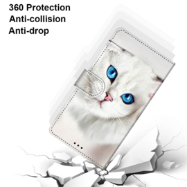 BookCover Hoes Etui voor Samsung Galaxy A12    Witte Kat