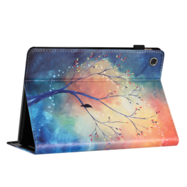 Luxe Bescherm-Etui Hoes Map voor Samsung Galaxy Tab  A9 Plus - A11 Plus - 11"  -   "Boom met Vogel Schilderij"