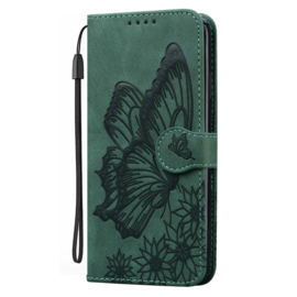 BoekCover Etui Hoes voor Samsung Galaxy S26 PLUS  -   Groen   -  Vlinder  - Reliëf