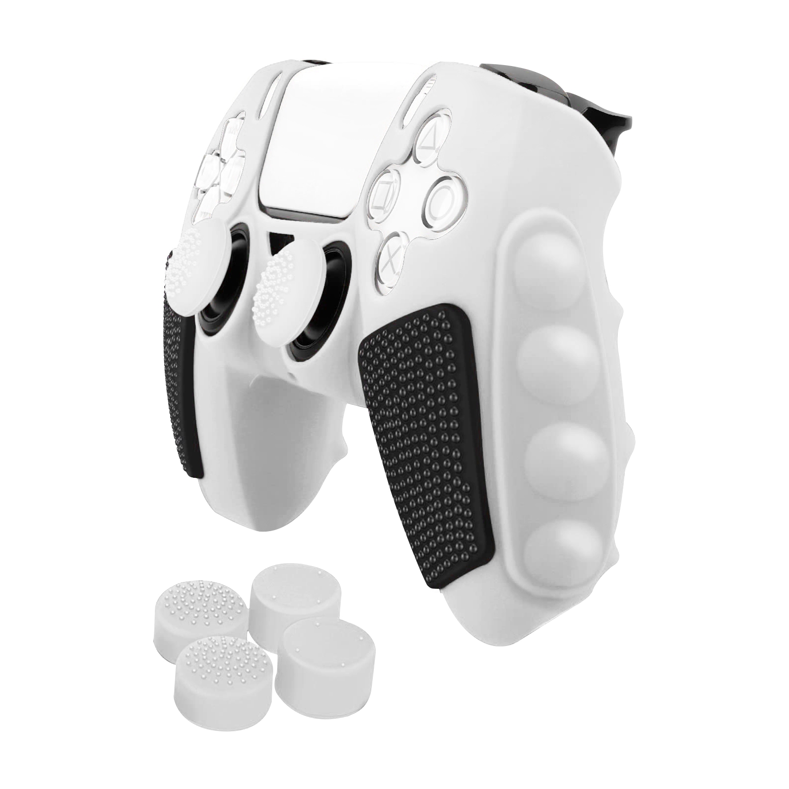 Grip Silicone Hoes / Skin met 4 Thumb Grips voor Playstation 5 PS5 DualSense Controller  -  Wit  -   V3