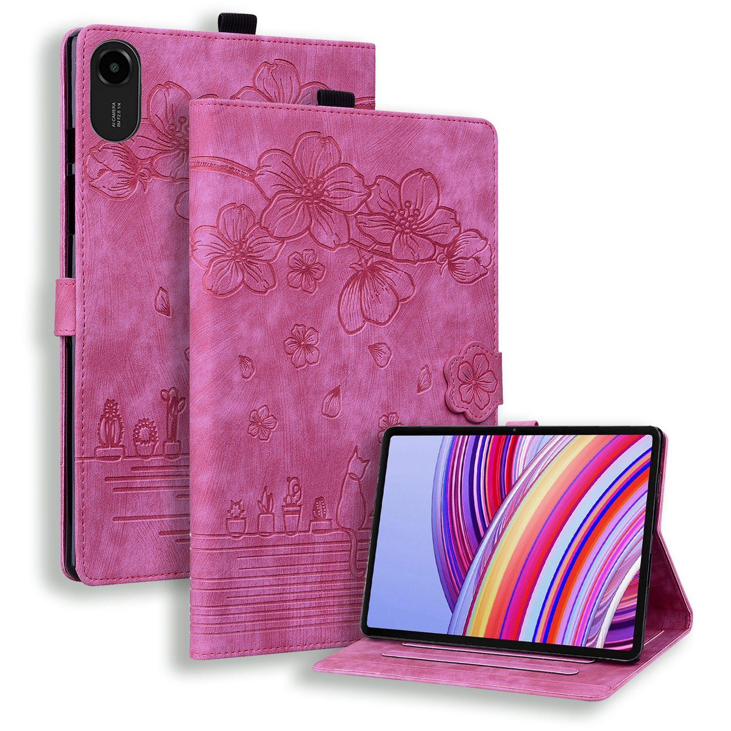 Bescherm-Etui Hoes Map voor Xiaomi Redmi Pad SE 11 2025  -   Bloemen en Kat -  Roze