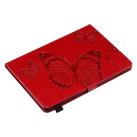 Luxe Bescherm-Etui Map voor iPad 10.2 - iPad Air 10.5  - "Vlinder"  Rood