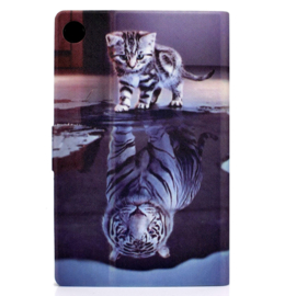 Luxe Bescherm-Etui Hoes Map voor Samsung Galaxy Tab A9 Plus - 11 -    "Kat - Tijger"
