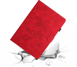Luxe Bescherm-Etui Hoes Map voor Samsung Galaxy Tab S9 FE  -  10.9"  -    Palmboom  -  Rood