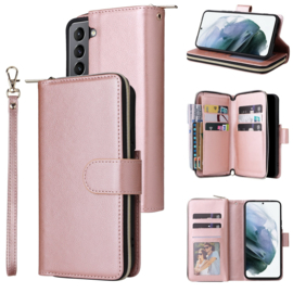 BookCover - 9 Cards - Wallet Etui Hoes voor Samsung S22   - Roze