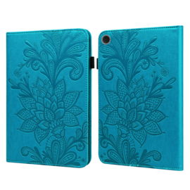 Bescherm-Etui Hoes Map voor Samsung Galaxy Tab A9 Plus - 11 -   Bloem Reliëf - Groen/Blauw
