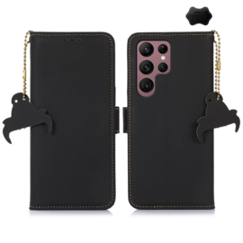 Lederen BoekCover Etui Hoes voor Samsung Galaxy S25 Ultra   -  Zwart