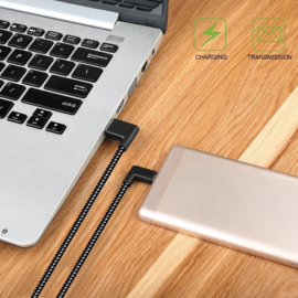 Hoek - USB-C  Oplader en Data USB Kabel voor Samsung Galaxy  100cm.