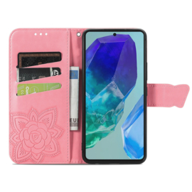 PU BookCover Hoes Etui voor Samsung Galaxy A16 - A26    Vlinders   Roze