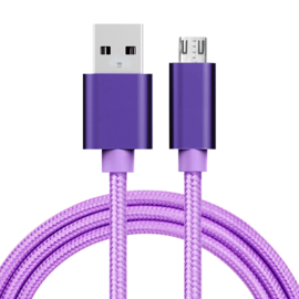 USB 2.0 - Micro USB Oplader en Data Kabel - 1  meter - Paars