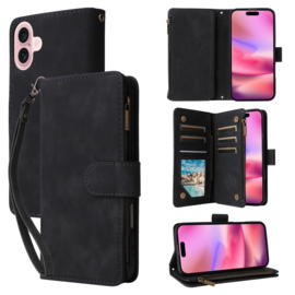 Portemonnee - Etui  Tas voor iPhone 16  - Met Schouder - Draagkoord -  Zwart