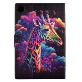 Luxe Bescherm-Etui Hoes Map voor Samsung Galaxy Tab A9 Plus - 11 -    "Giraffe" Zwart