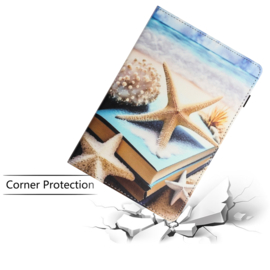 Luxe Bescherm-Etui Hoes Map voor Samsung Galaxy Tab  A9 Plus - A11 Plus - 11"  -   "Zeester - Strand"
