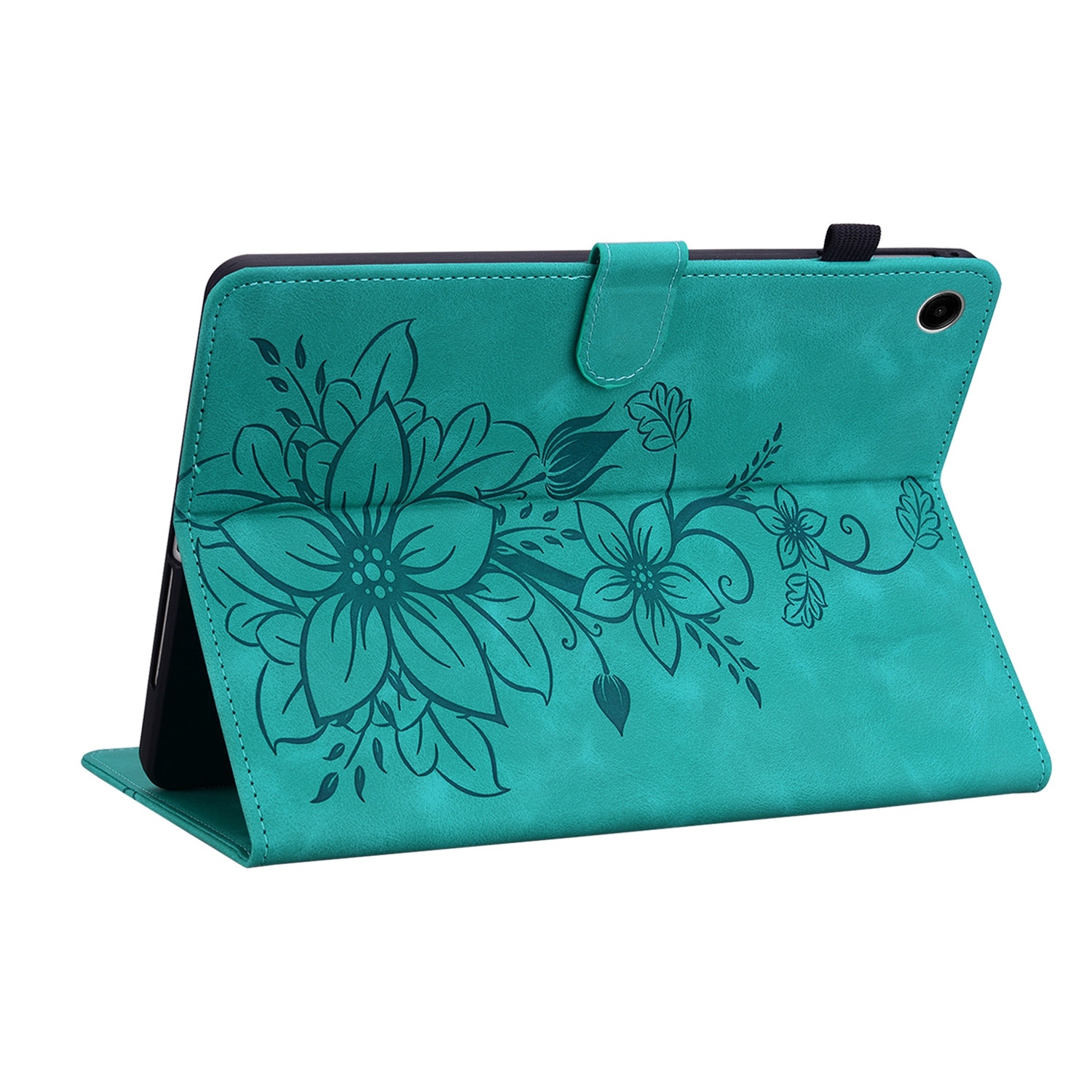 Luxe Bescherm-Etui Hoes Map voor Samsung Galaxy Tab A9 Plus  -  11"  -    Lelie  - Turquoise