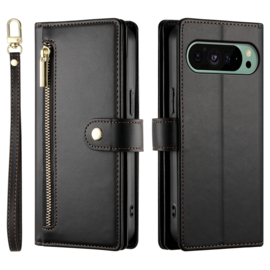Luxe Portemonnee - Etui  Hoes Tas voor Google Pixel 9 - 9 Pro - 10 - 10 Pro  -  Met Schouder - Draagkoord -  Zwart