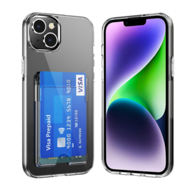 TPU Bescherm-Hoes Skin Cover met Pas-vak voor IPhone 15  - Transparant