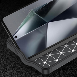 Carbon TPU Bescherm-Hoes Skin voor Samsung Galaxy S25 ULTRA  - Zwart