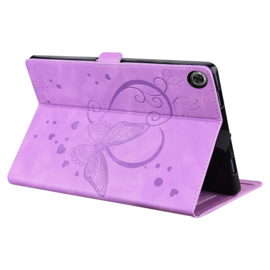 Luxe Bescherm-Etui Hoes Map voor Samsung Galaxy Tab A9 Plus  -  11"  -    Hart en Vlinder  - Paars