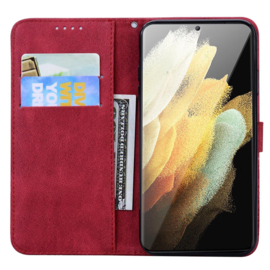 BoekCover Etui Hoes voor Samsung Galaxy S26 ULTRA  -  Rood   -  Vlinder  - Reliëf