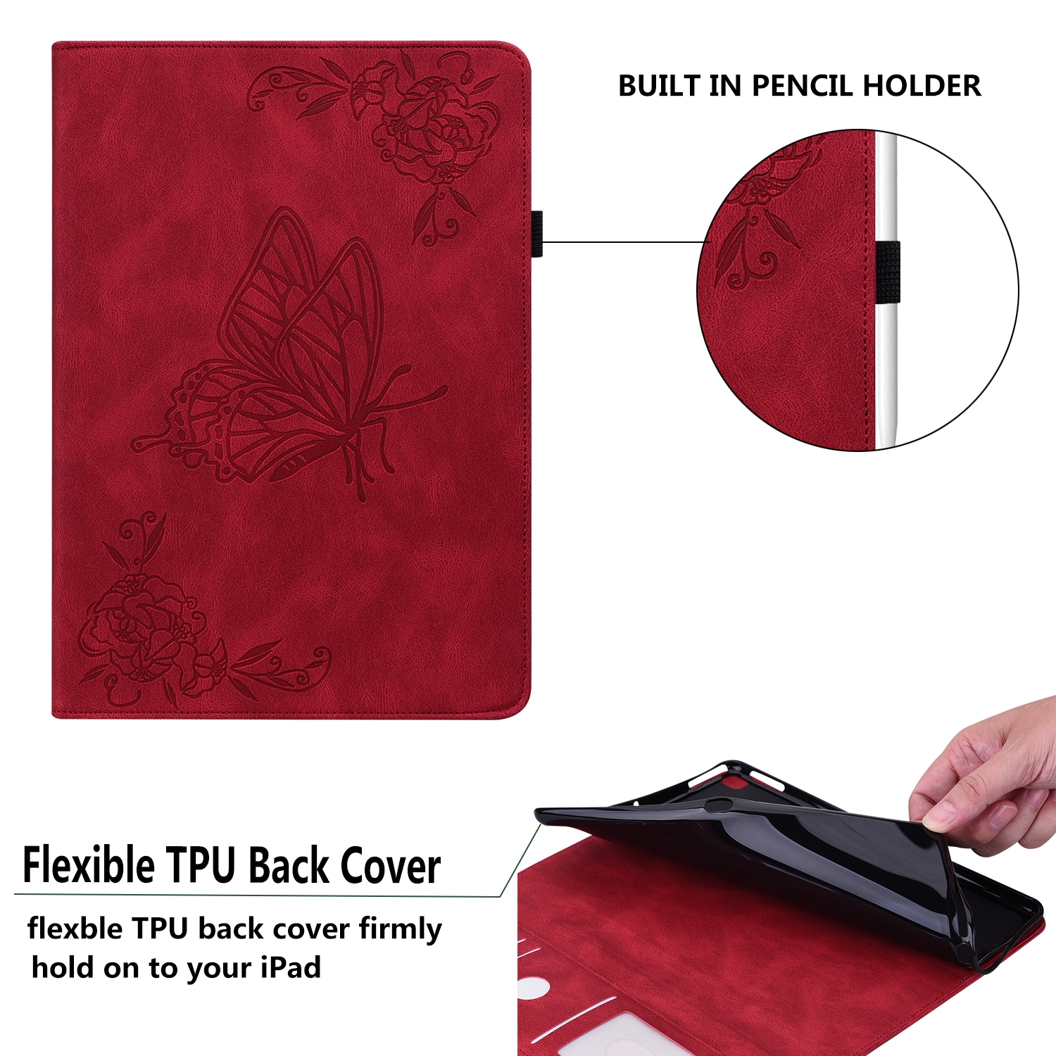 Bescherm-Etui Hoes Map voor Xiaomi Redmi Pad SE - 11  -  Vlinder -  Rood