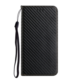 Luxe BookCover Hoes Etui voor iPhone 16    Zwart-Carbon