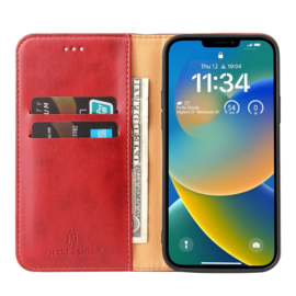 Luxe BookCover Hoes Etui voor iPhone 15     Rood