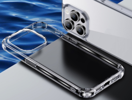 TPU-Crystal Bescherm-Hoes Skin Cover + Screenprotector voor iPhone 15    Transparant
