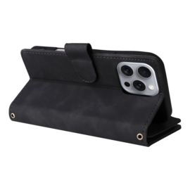 Portemonnee - Etui  Tas voor iPhone 16 Pro Max  - Met Schouder - Draagkoord -  Zwart - A3296