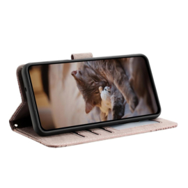 BookCover Hoes Etui voor Apple iPhone 17  Grijs  - Katten op muurtje - Reliëf