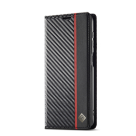 Luxe BookCover Hoes Etui voor Samsung Galaxy A14   -   Zwart-Rood-Carbon