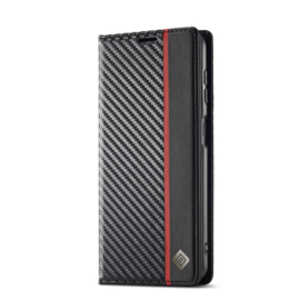 Luxe BookCover Hoes Etui voor Samsung Galaxy A24   - 4G  Zwart-Rood-Carbon