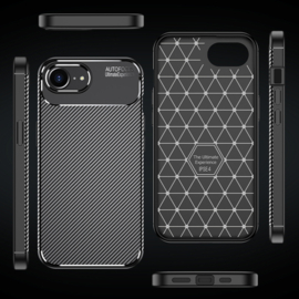 Luxe TPU Carbon  Bescherm-Hoes Cover Skin voor iPhone 16e   -   Zwart