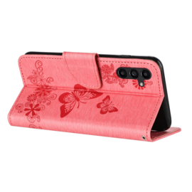 PU BookCover Hoes Etui voor Samsung Galaxy  A15    Roze Vlinders