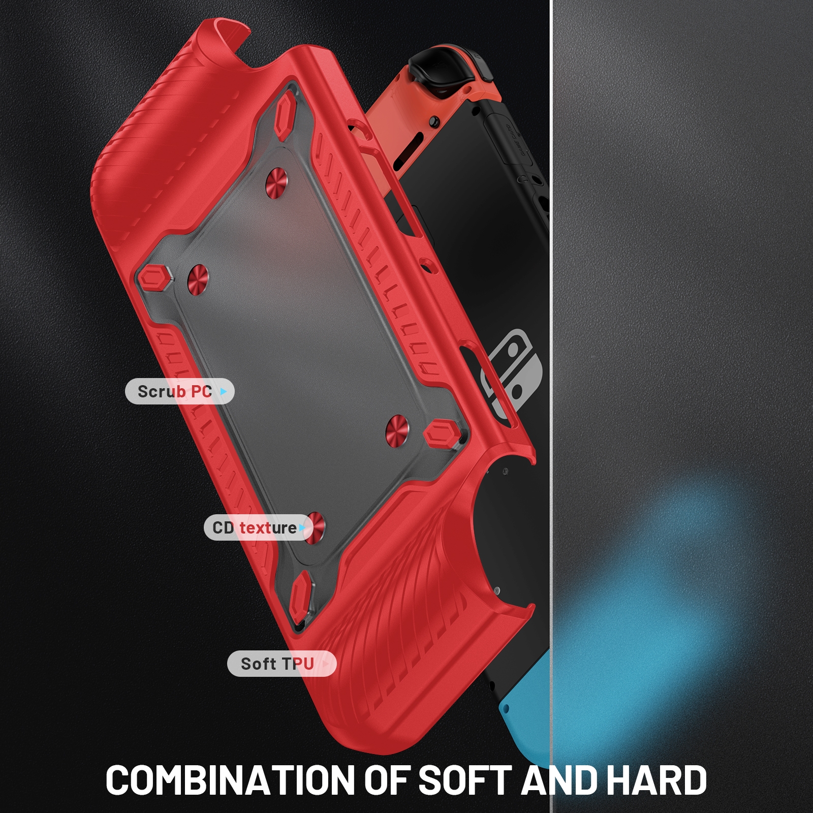 Grip TPU Bescherm Hoes Cover voor Nintendo Switch  OLED -  Rood