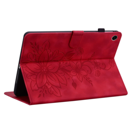 Luxe Bescherm-Etui Hoes Map voor Samsung Galaxy Tab A9 Plus  -  11"  -    Lelie  - Rood