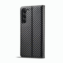 Luxe BookCover Hoes Etui voor Samsung Galaxy S23 -  Zwart Rood Carbon