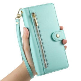 Luxe Portemonnee - Etui  Hoes Tas voor Samsung Galaxy A57   - Met Schouder - Draagkoord -  Turquoise