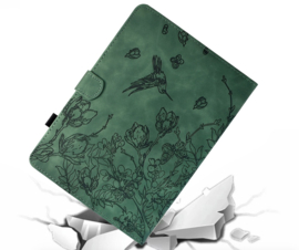 Luxe Bescherm-Etui Hoes Map voor Samsung Galaxy Tab A9 Plus  - 11    "Kolibrie"   Groen