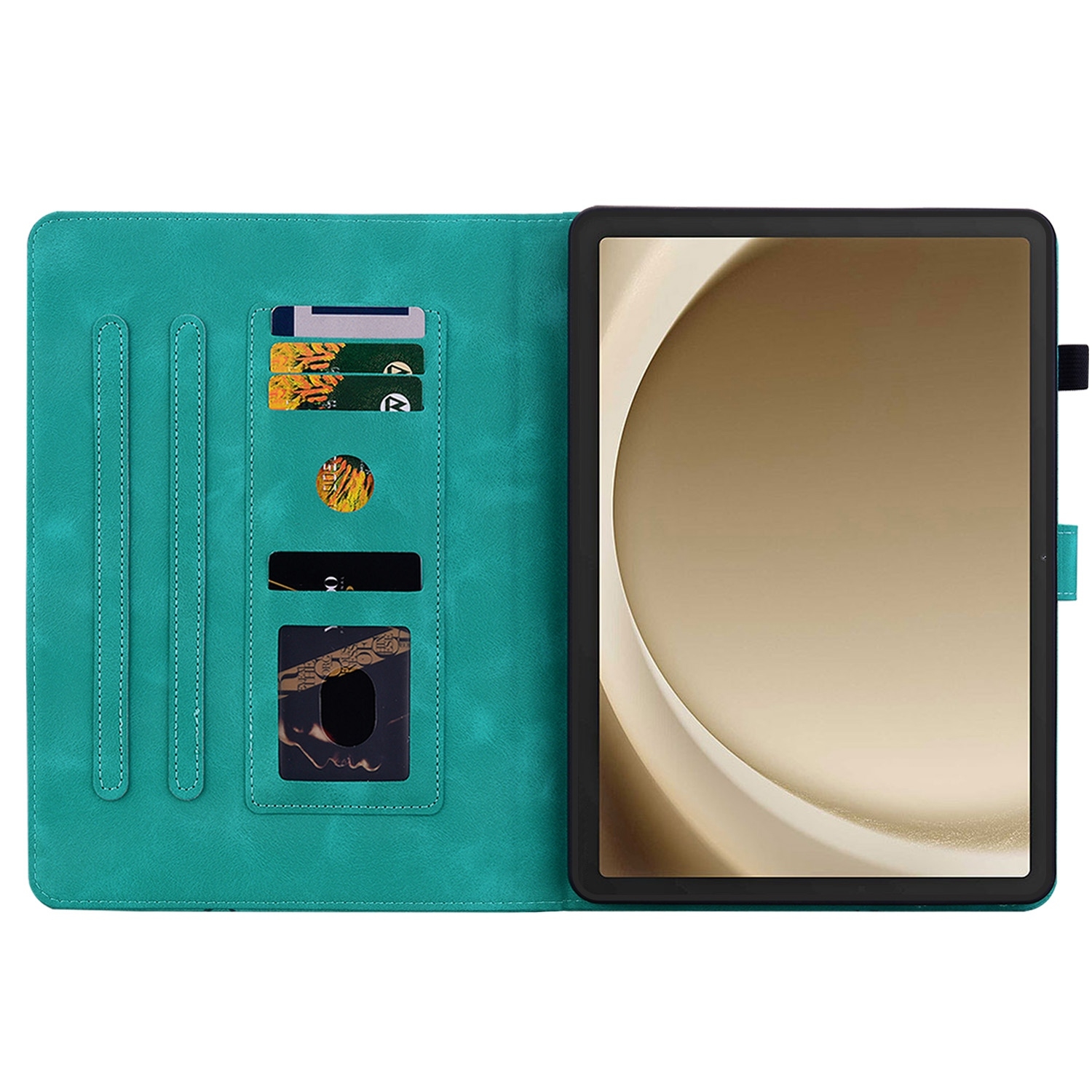 Luxe Bescherm-Etui Hoes Map voor Samsung Galaxy Tab A9 Plus  -  11"  -    Lelie  - Turquoise