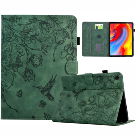Luxe Bescherm-Etui Hoes Map voor Samsung Galaxy Tab A9 Plus  - 11    "Kolibrie"   Groen