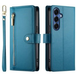 Luxe Portemonnee - Etui  Hoes Tas voor Samsung Galaxy S26   - Met Schouder - Draagkoord -  Blauw