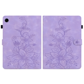Luxe Bescherm-Etui Hoes Map voor Samsung Galaxy Tab A9 - A11  -  8.7"  -    Hart en Vlinder  -  Paars - Lila