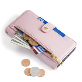 Luxe Portemonnee - Etui  Hoes Tas voor Samsung Galaxy S24  - S25  Met Schouder - Draagkoord -  Roze