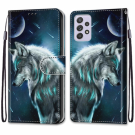 BookCover Hoes Etui voor Samsung Galaxy A33    Blauw Wolf