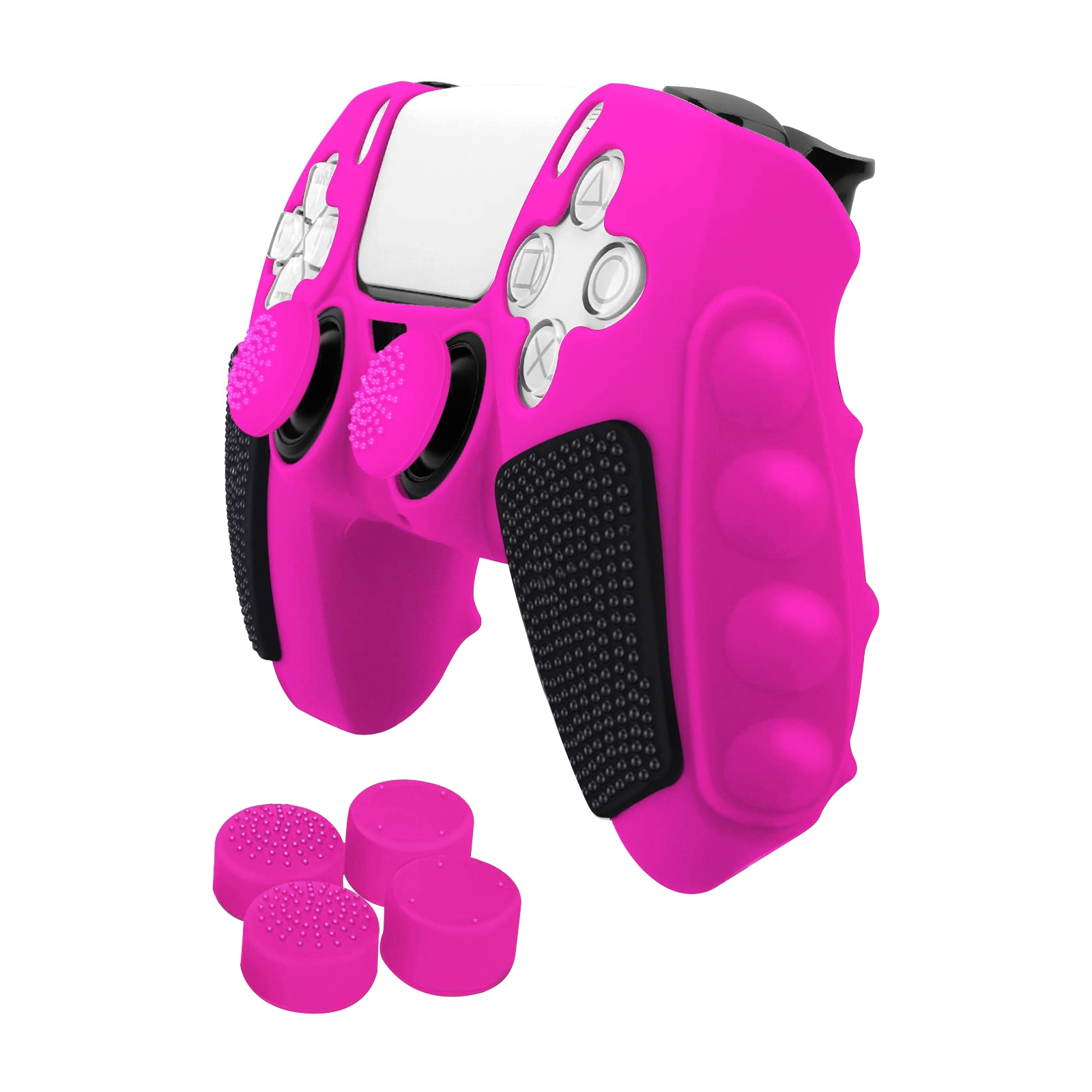 Grip Silicone Hoes / Skin met 4 Thumb Grips voor Playstation 5 PS5 DualSense Controller  -  Roze  -   V3