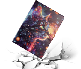 Luxe Bescherm-Etui Hoes Map voor Samsung Galaxy Tab S9 FE  -  S10 FE  -  S10 Lite "  -   "Kat - Rainbow"