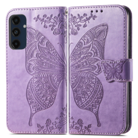 PU BookCover Hoes Etui voor Samsung Galaxy A16 - A17 - A26     Vlinders   Paars