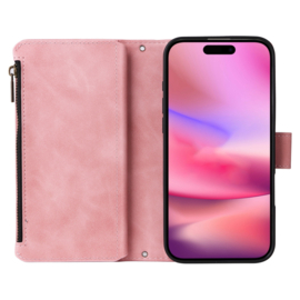 Portemonnee - Etui  Tas voor iPhone 16  - Met Schouder - Draagkoord -  Roze